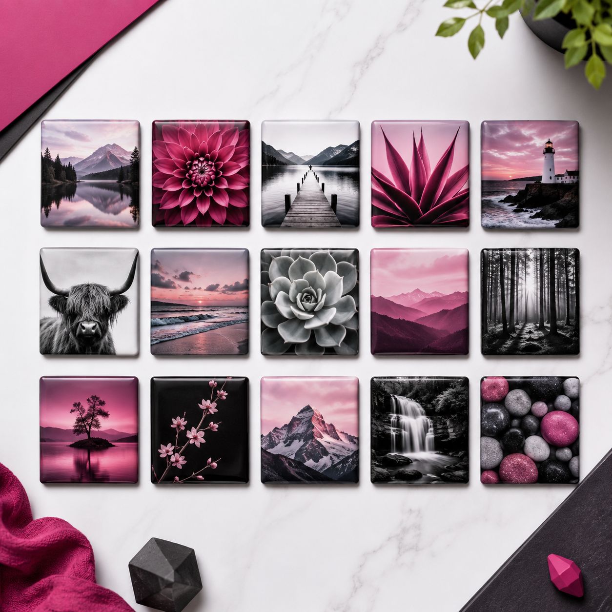 Set of 15 Magnetic Photo Tiles