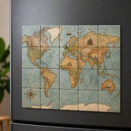 World Map Magnetic Photo Tiles
