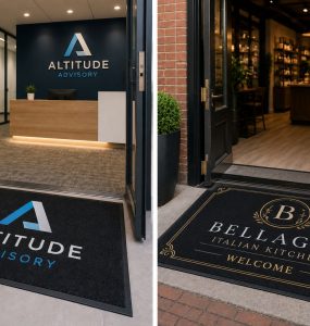 Branded Welcome Mats Office and Café Entrances